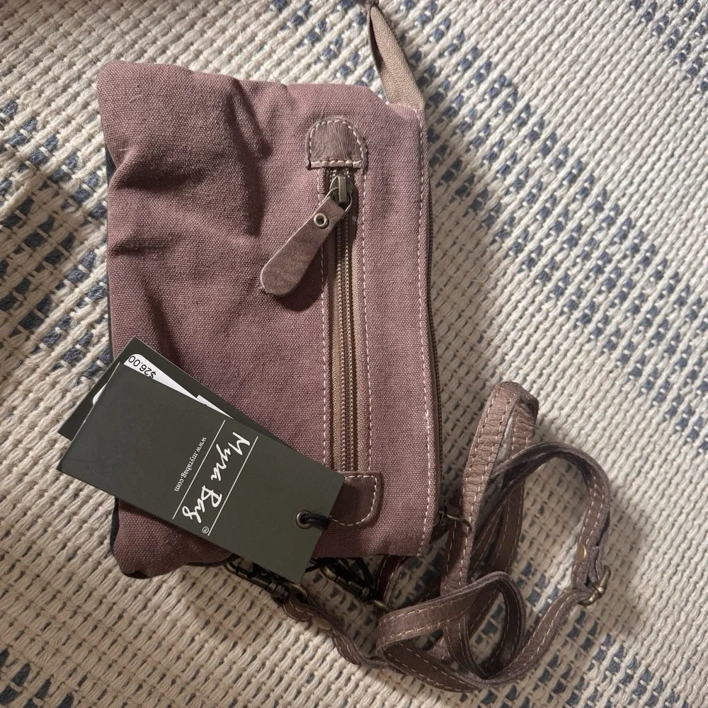 Myra S-1220 Small Cellphone Crossbody Bag for Women Canvas / Leather
